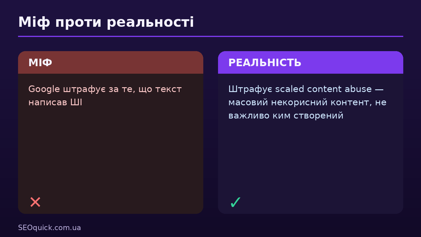 Міф проти реальності: Google штрафує не за ШІ, а за масовий некорисний контент