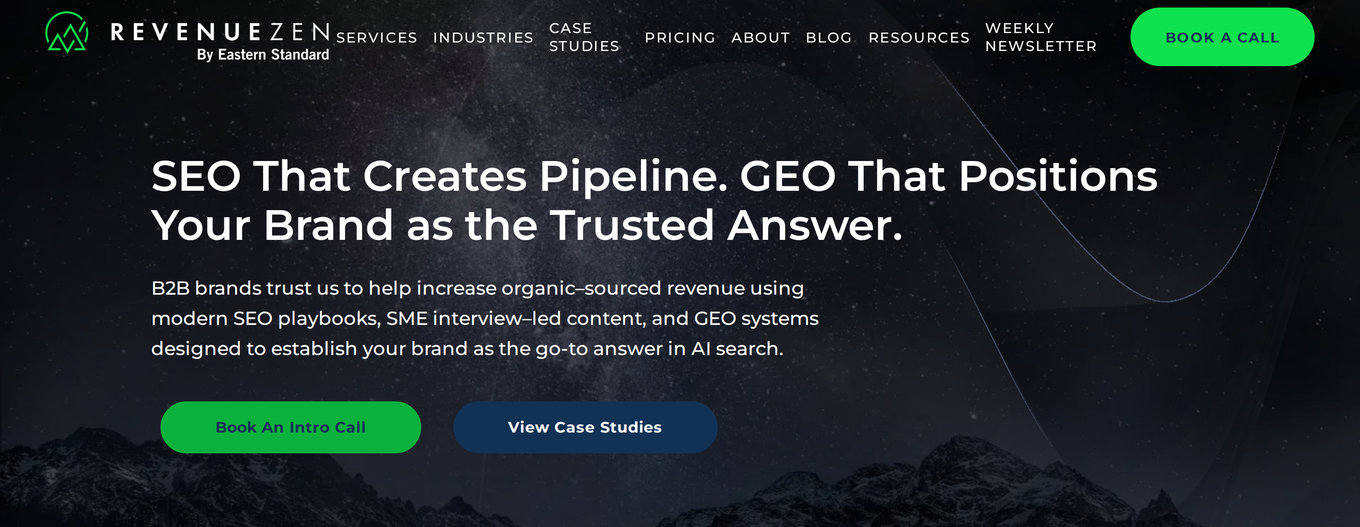 Homepage of RevenueZen