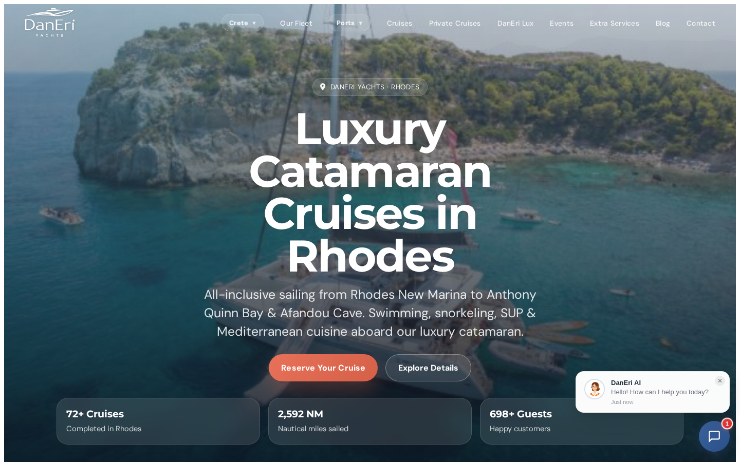 Pillar-сторінка Родосу: Luxury Catamaran Cruises in Rhodes, 72+ круїзи, 2 592 морських миль